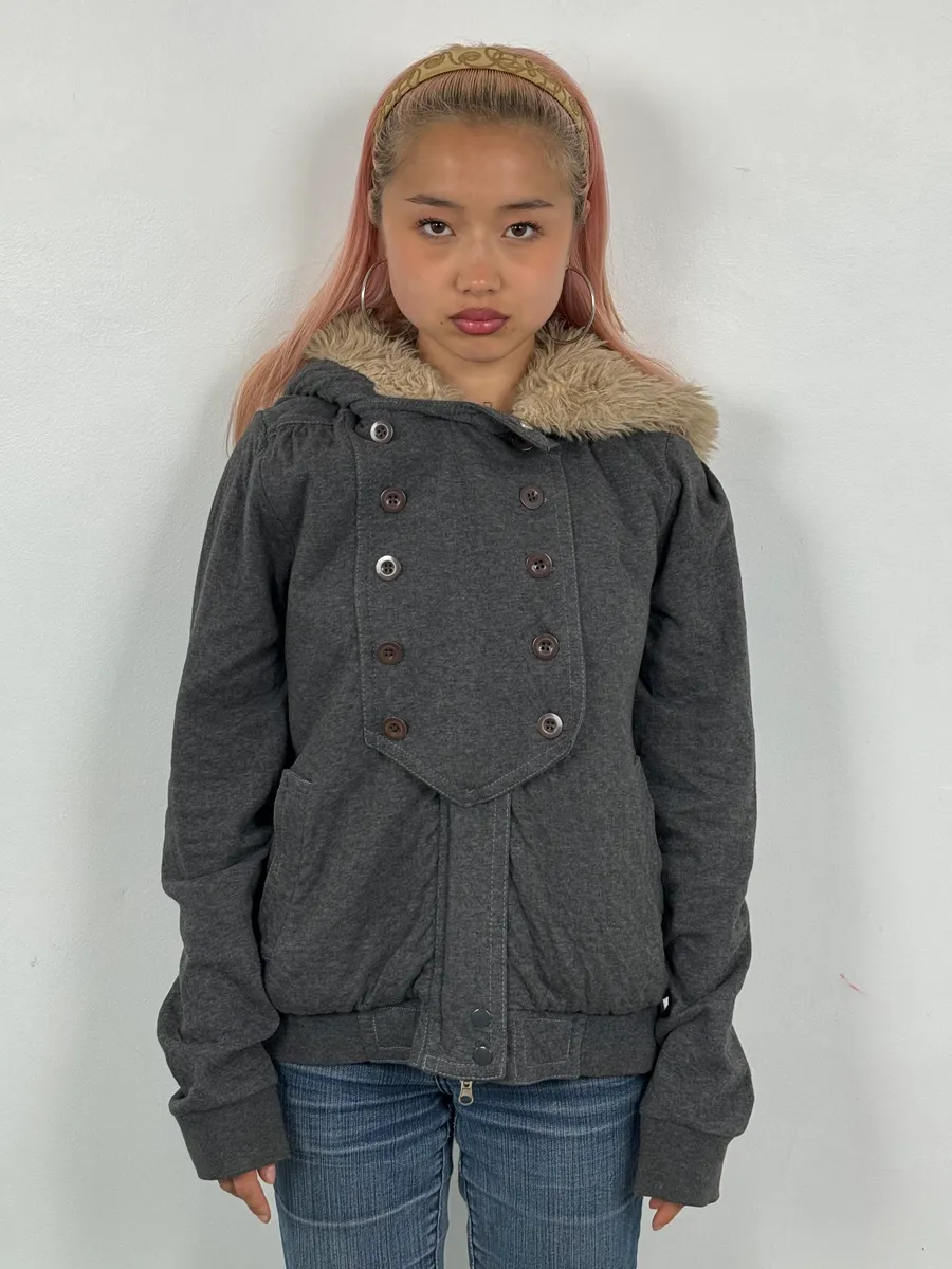 Marc Jacobs Grey Napoleon Fur Buttoned Hooded Sweater - Image 2