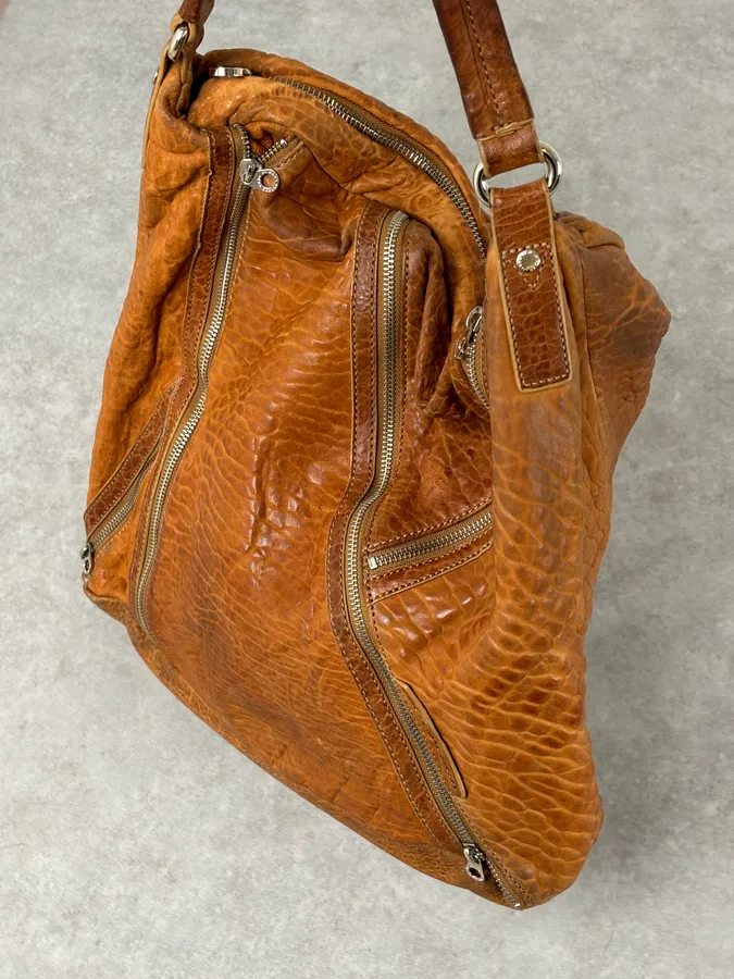 Marc Jacobs Orange Grained Leather Avant-Garde Multi Zips Handle Bag - Image 11