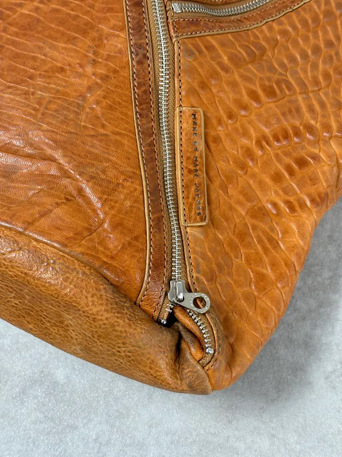 Marc Jacobs Orange Grained Leather Avant-Garde Multi Zips Handle Bag - Image 13