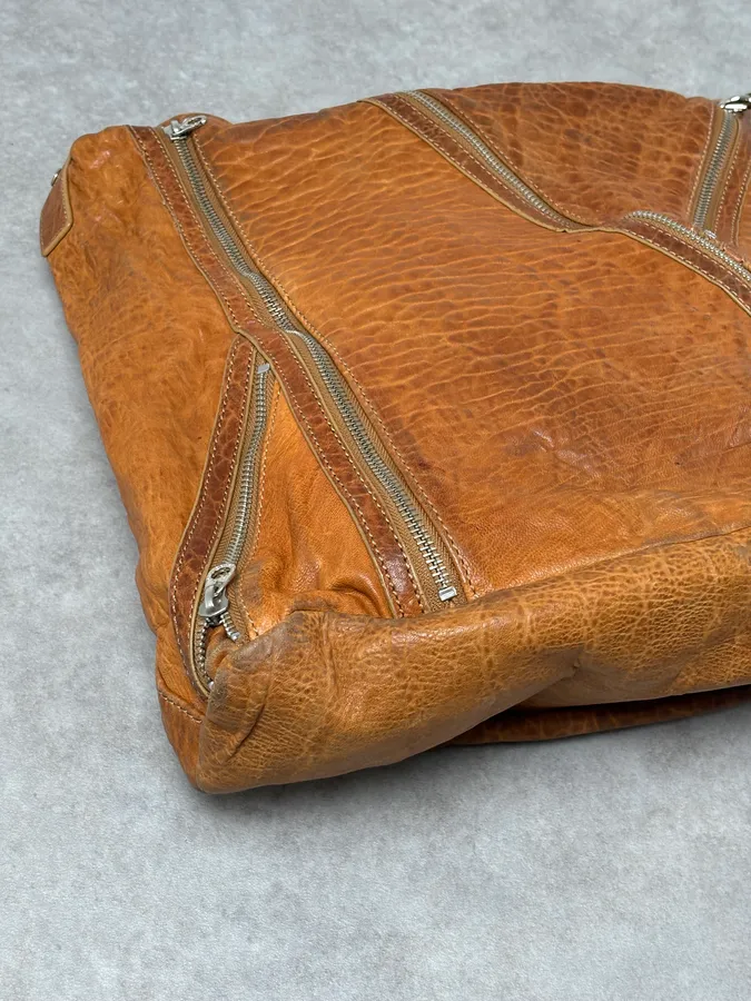 Marc Jacobs Orange Grained Leather Avant-Garde Multi Zips Handle Bag - Image 14