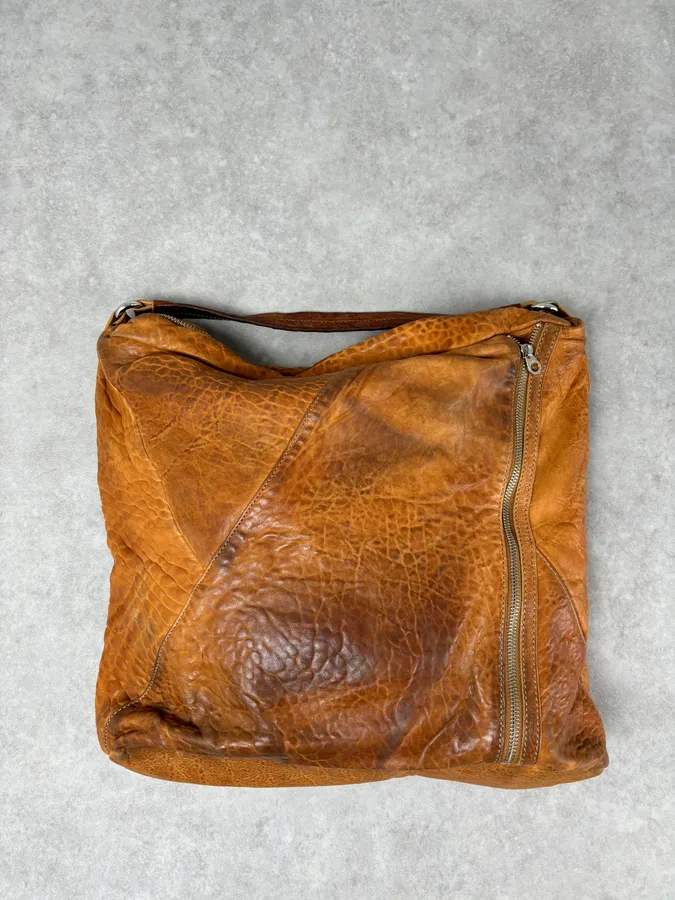 Marc Jacobs Orange Grained Leather Avant-Garde Multi Zips Handle Bag - Image 6