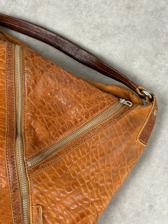 Marc Jacobs Orange Grained Leather Avant-Garde Multi Zips Handle Bag - Image 9