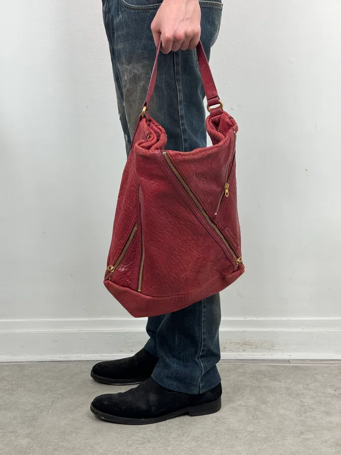 Marc Jacobs Red Leather  Multi-Zip Shoulder Bag - Image 2