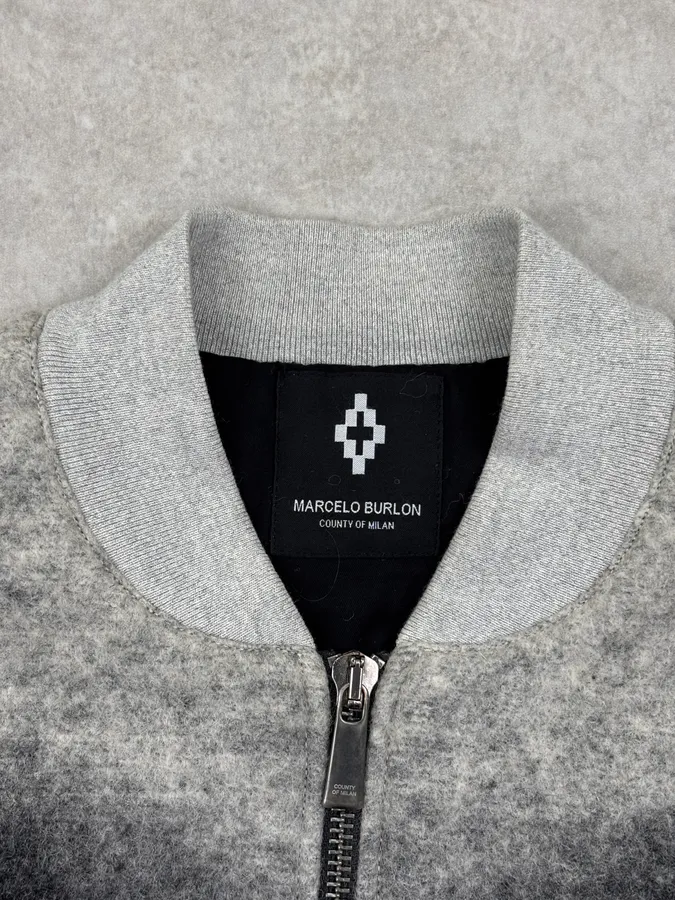 Marcelo Burlon Black & Grey Wool Bomber Jacket - Image 8