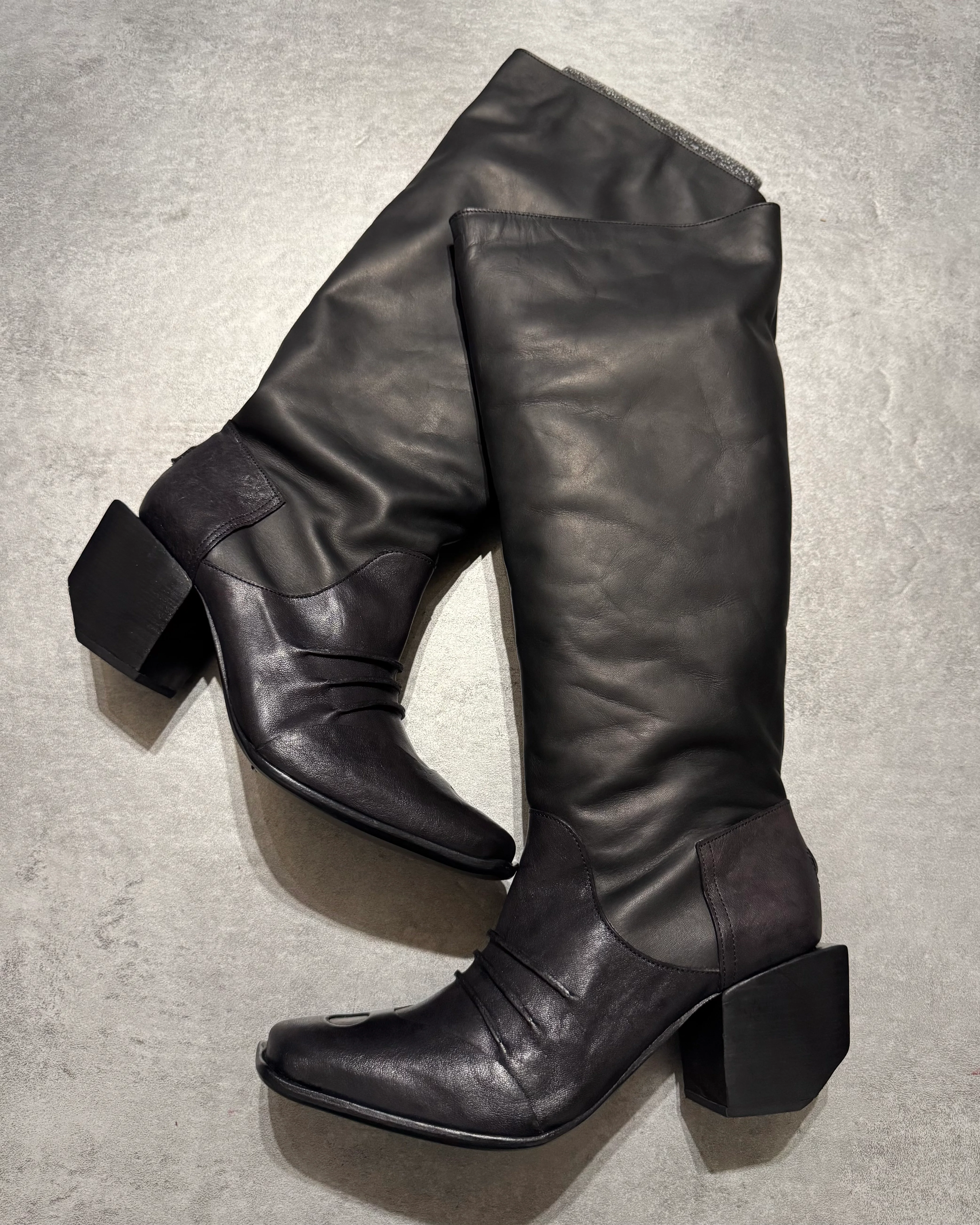 Marithé + François Girbaud Santiag Black Leather Boots - Image 2