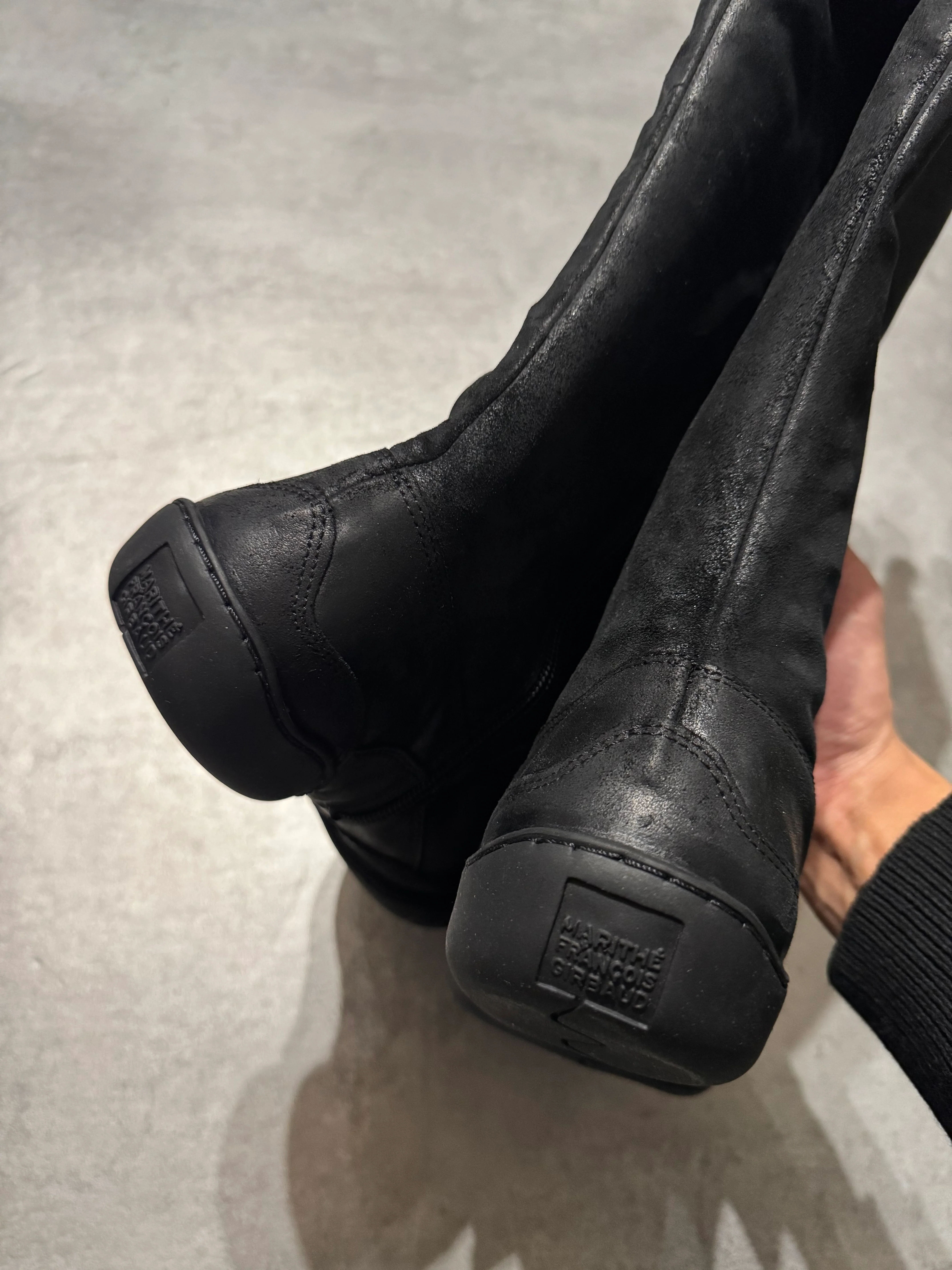 Marithé + François Girbaud Suede Black Leather Ninja High Boots - Image 5