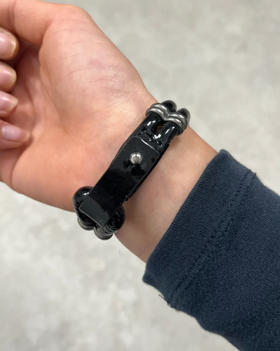 Marithé + François Girbaud Black Leather Bracelet - Image 3