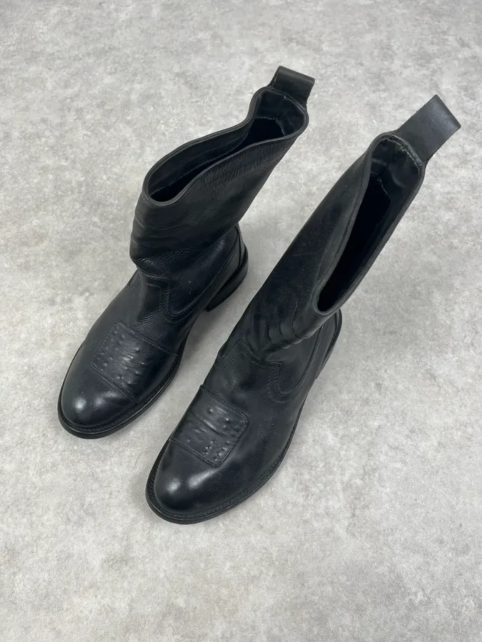 Marithé + François Girbaud Black Leather Padded Biker Boots - Image 6