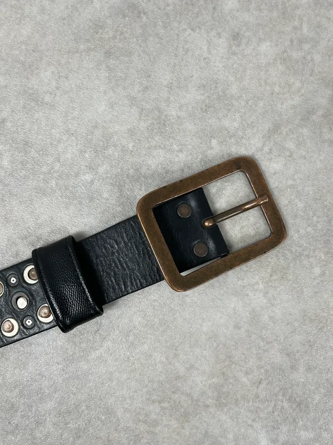 Marithé + François Girbaud Black Studded Leather Belt - Image 7