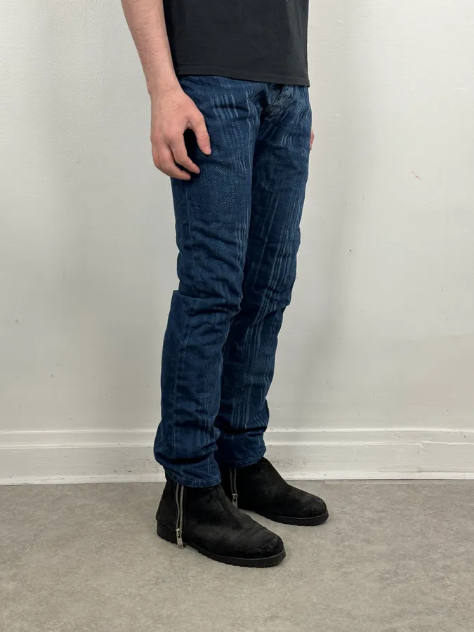 Marithe + Francois Girbaud Blue Lined Denim Jeans - Image 3