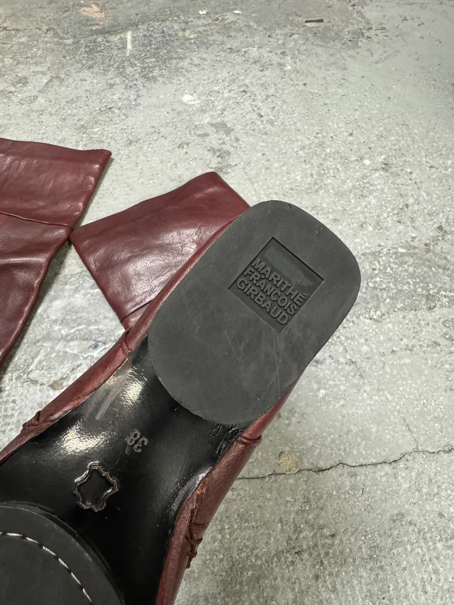 Marithé & François Girbaud Burgundy High Leather Laced Boots - Image 6