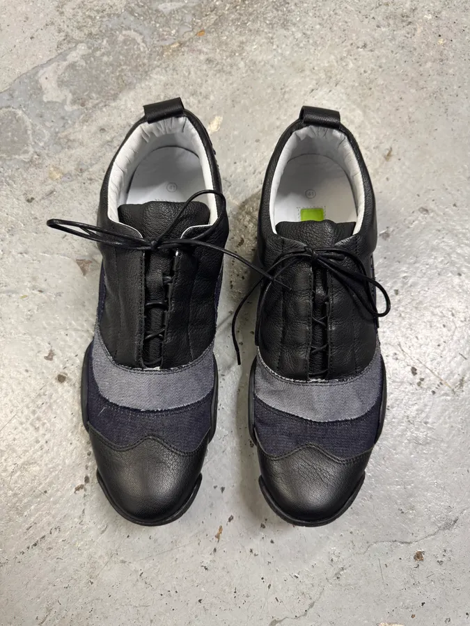 Marithé François Girbaud Leather Denim Brut Low Top Sneakers - Image 3