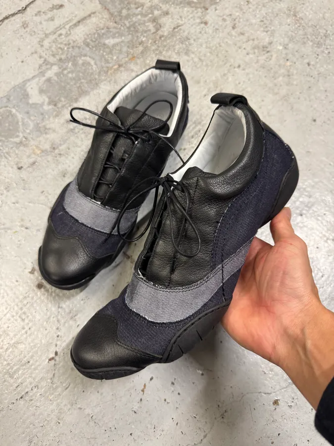 Marithé François Girbaud Leather Denim Brut Low Top Sneakers - Image 4