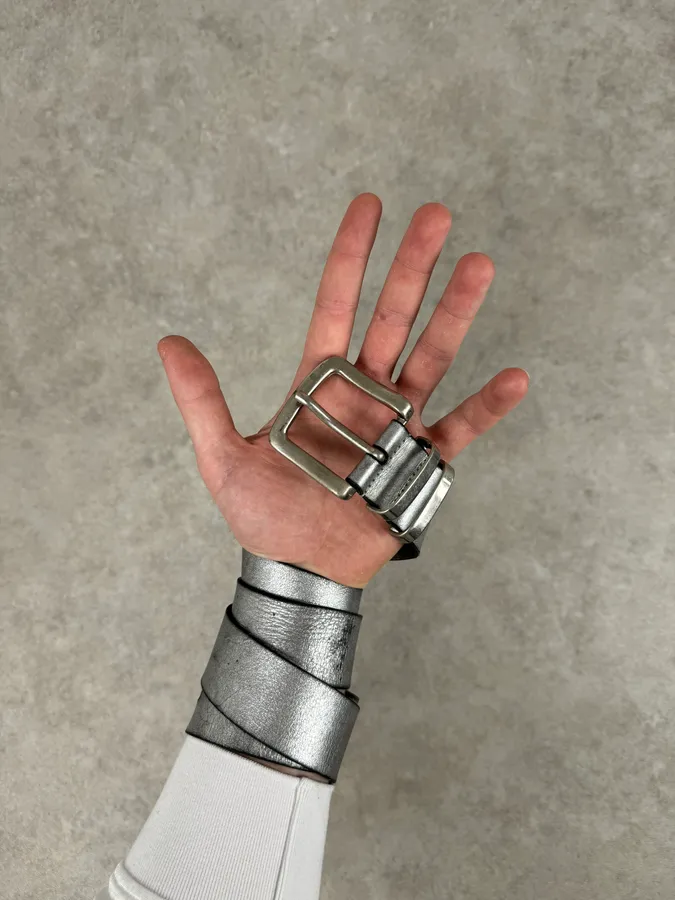 Marithé + François Girbaud Silver Leather Belt - Image 2