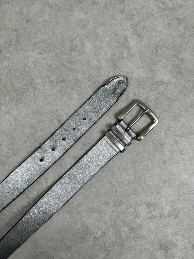 Marithé + François Girbaud Silver Leather Belt - Image 4