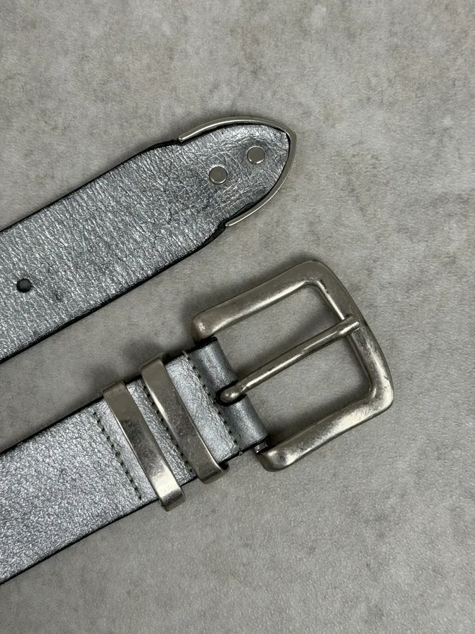 Marithé + François Girbaud Silver Leather Belt - Image 5