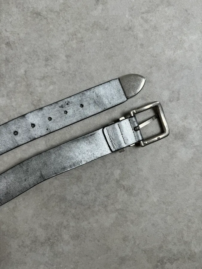 Marithé + François Girbaud Silver Leather Belt - Image 6