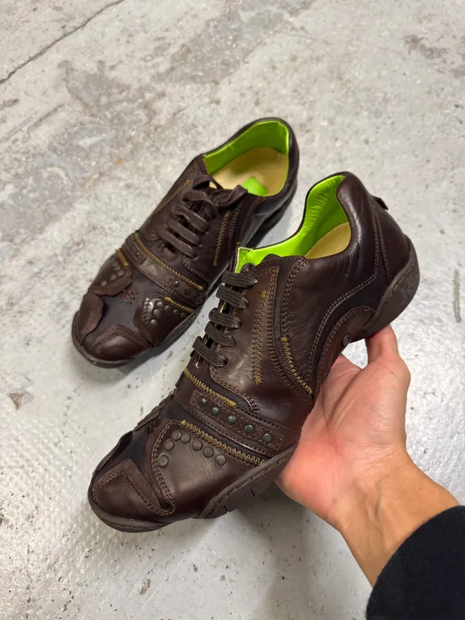 Marithé + François Girbaud Studded Wash Cacao Low Top Sneakers