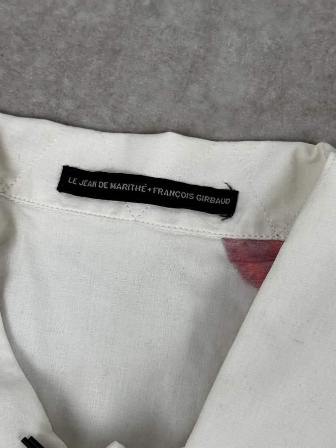 Marithé + François Girbaud White Strawberry Pattern Short-Sleeve Shirt - Image 12