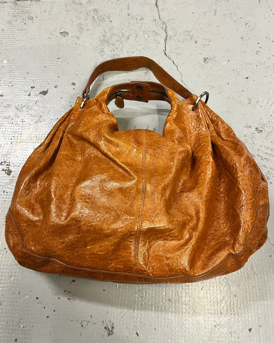 Marni Brown Cognac Hobo Leather Bag