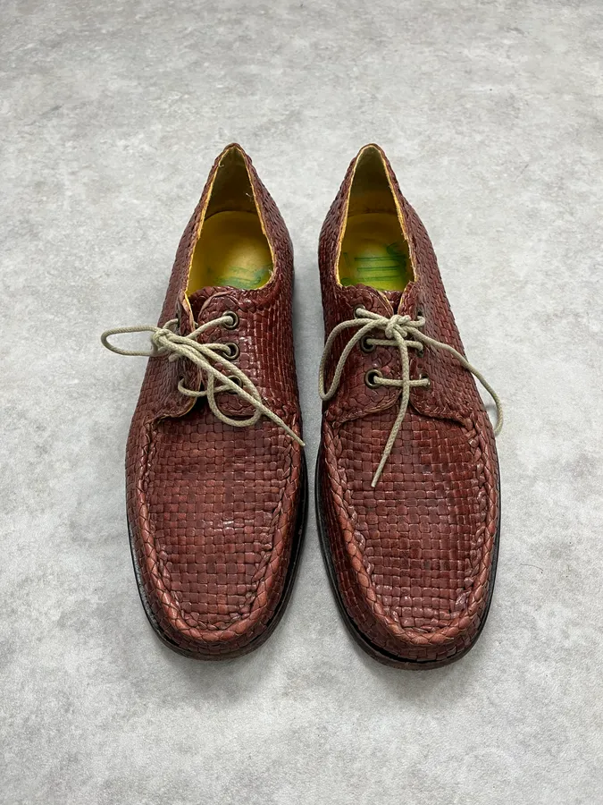 Marni Brown Woven Leather Derby Loafers Shoes - Image 2