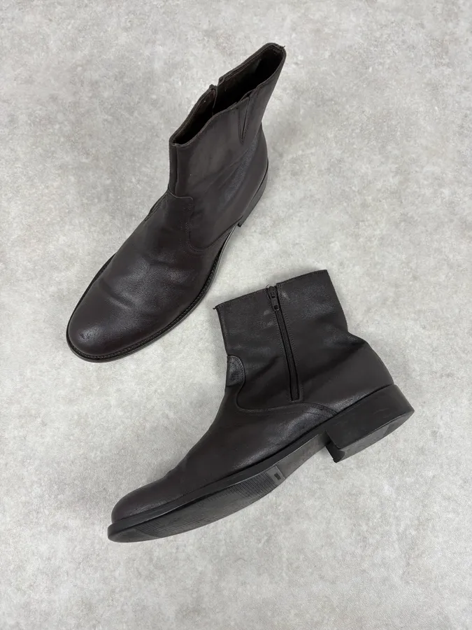 Massimo Rebecchi Brown Minimalist Leather Boots - Image 4