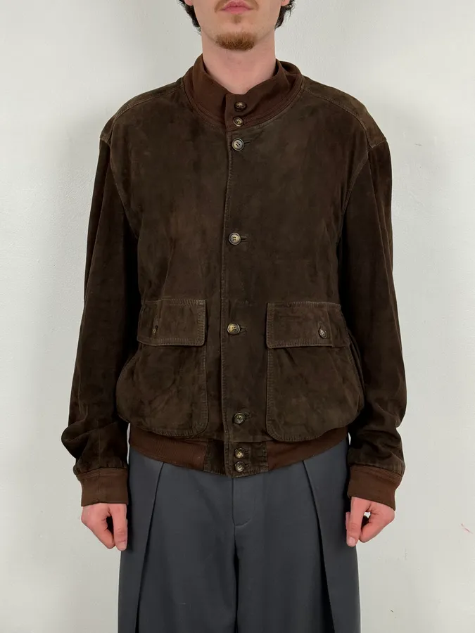 Massimo Rebecchi Buttoned Brown Suede Leather Jacket - Image 2