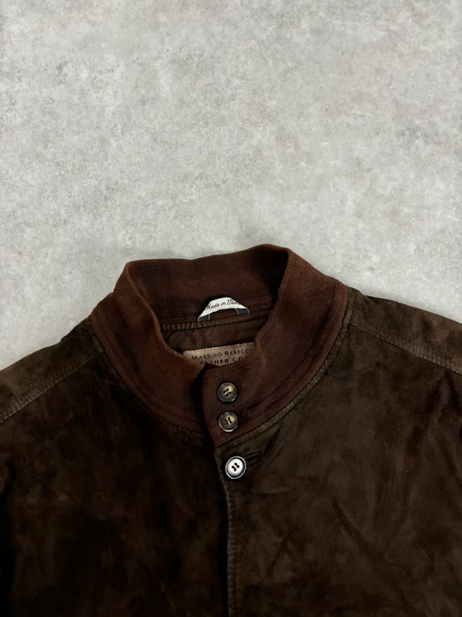 Massimo Rebecchi Buttoned Brown Suede Leather Jacket - Image 4