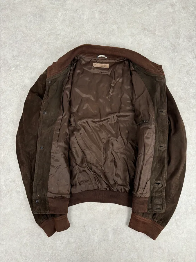 Massimo Rebecchi Buttoned Brown Suede Leather Jacket - Image 7
