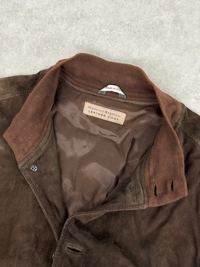 Massimo Rebecchi Buttoned Brown Suede Leather Jacket - Image 8