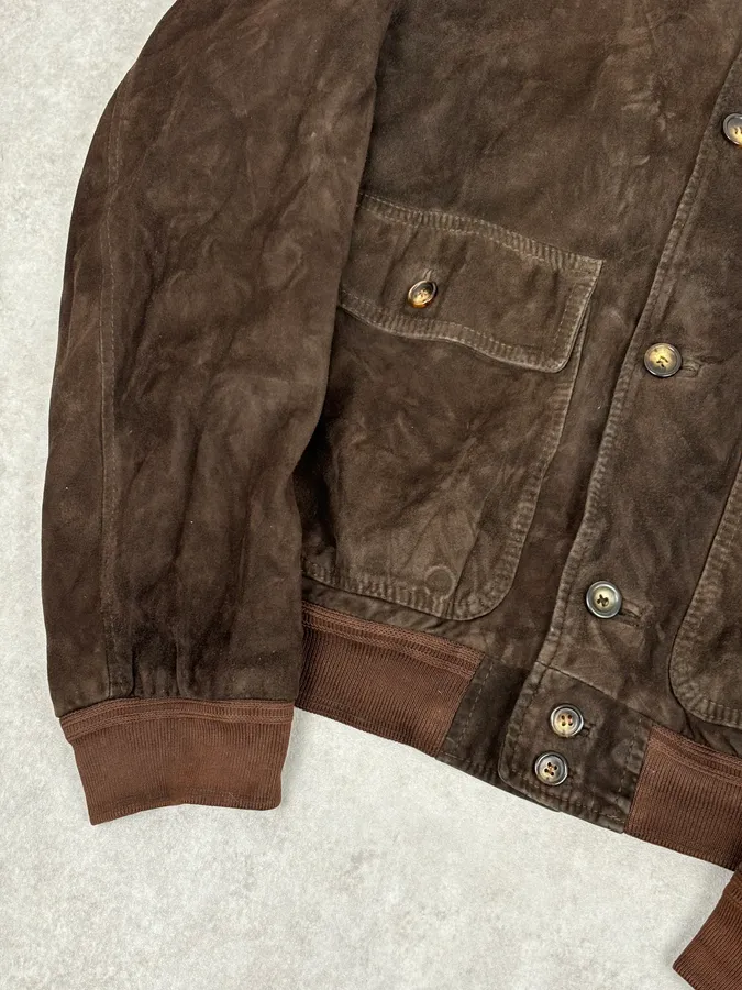Massimo Rebecchi Buttoned Brown Suede Leather Jacket - Image 9