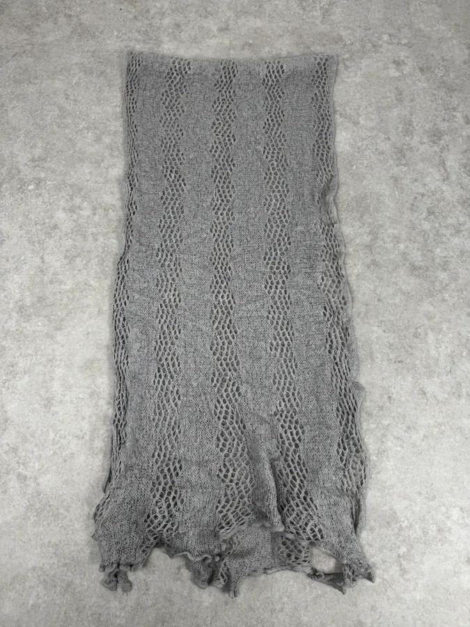 Massimo Rebecchi Mohair Grey Perfored Scarf - Image 3