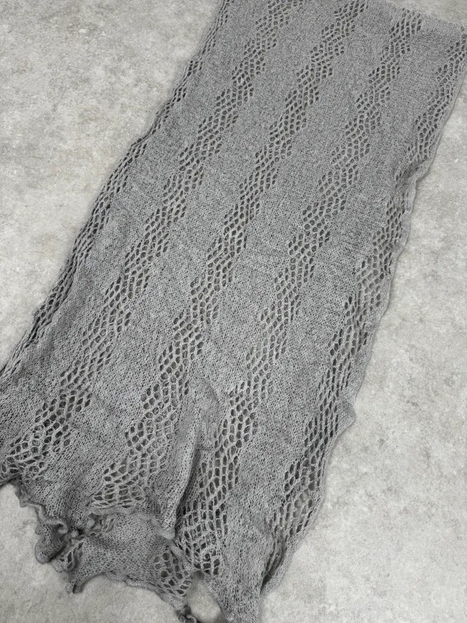Massimo Rebecchi Mohair Grey Perfored Scarf - Image 4