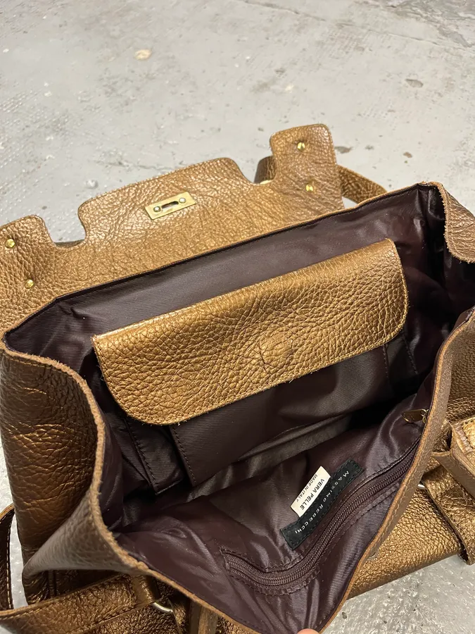 Massimo Rebecchi Strapes Bronze Gold Leather Bag - Image 9
