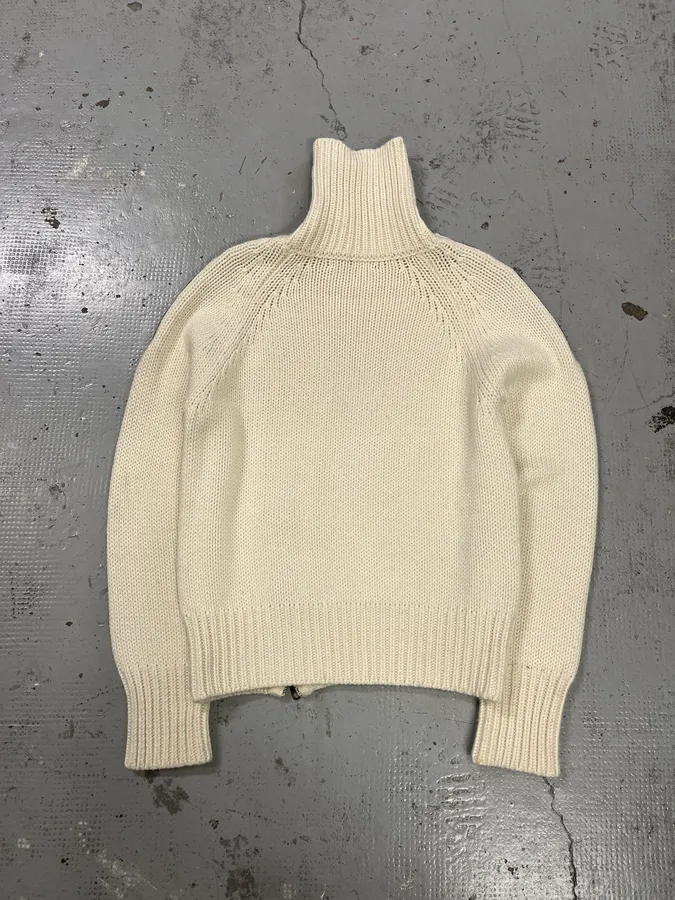 Massimo Rebecchi Triple Zip Cream Wool Turtleneck Sweater - Image 9