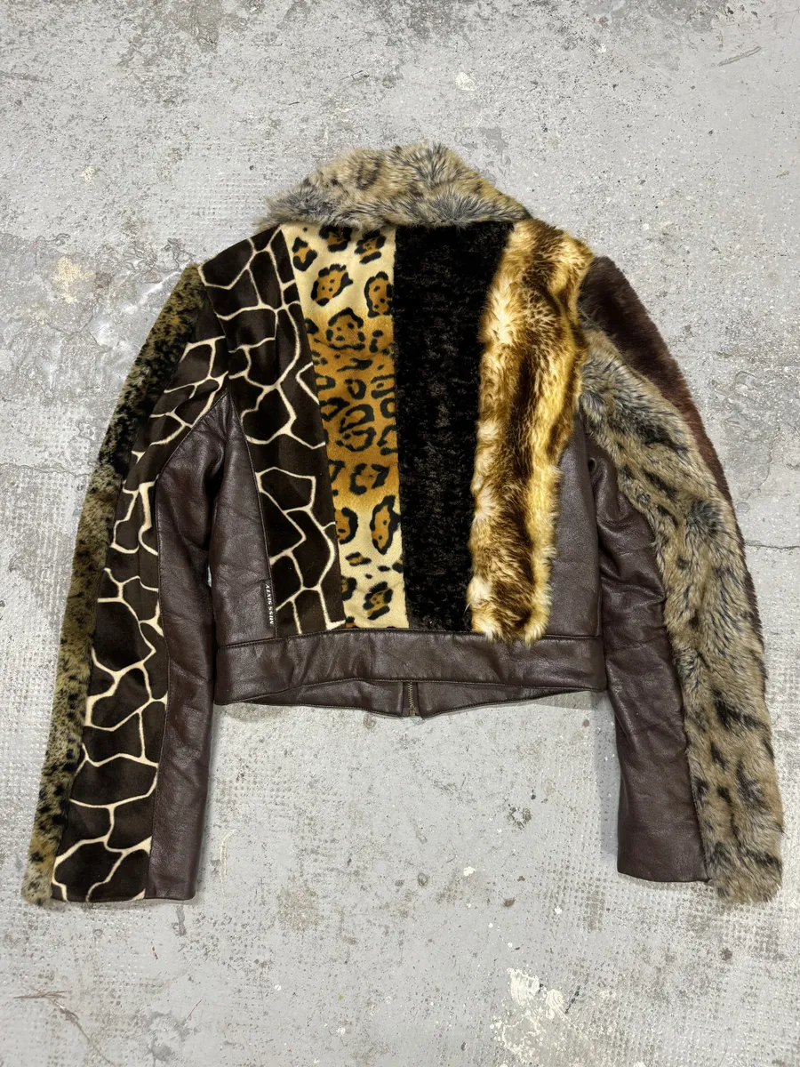 Miss Sixty Patchwork Faux Fur Animal Leopard Jacket - Image 2