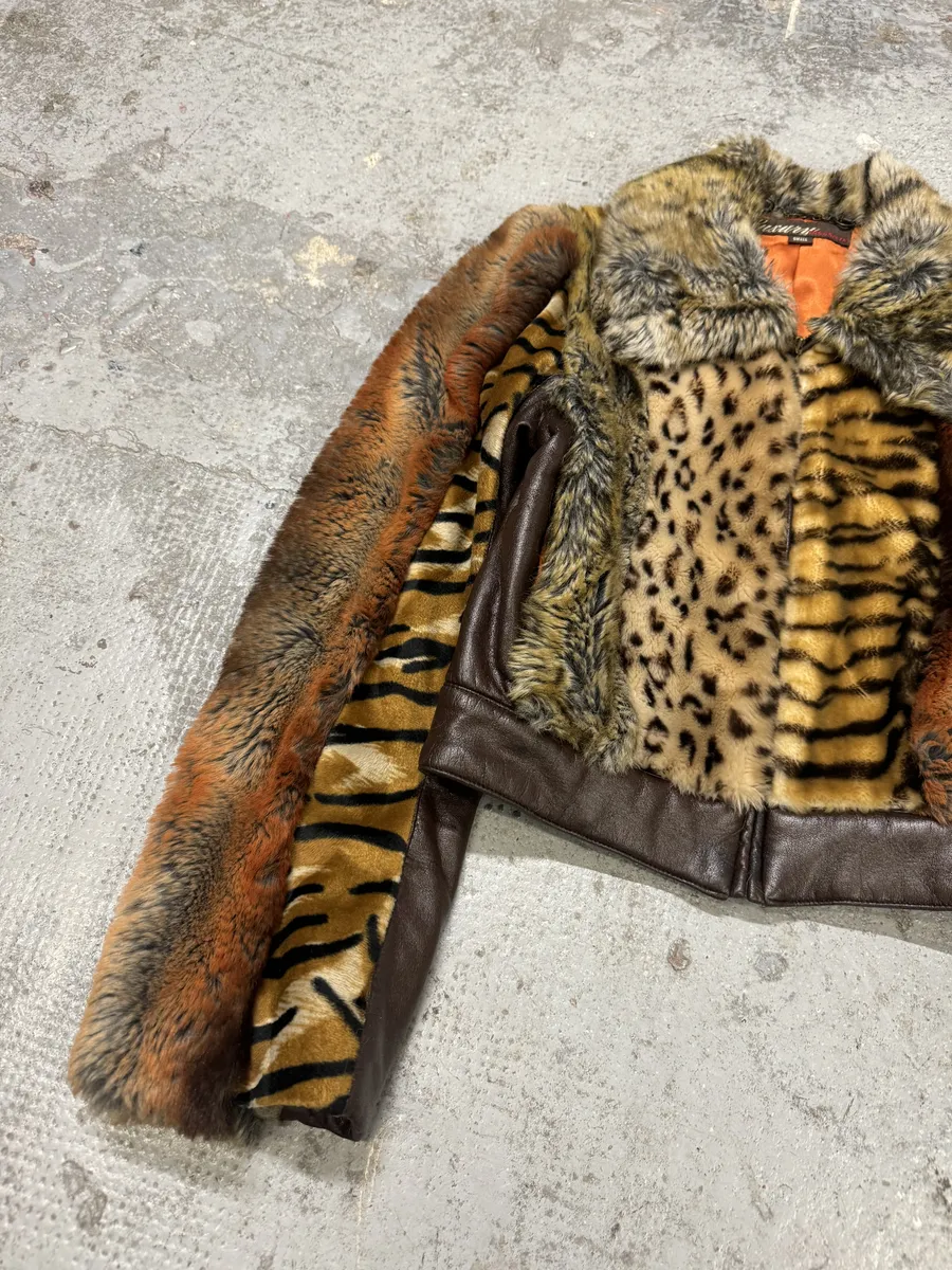Miss Sixty Patchwork Faux Fur Animal Leopard Jacket - Image 8