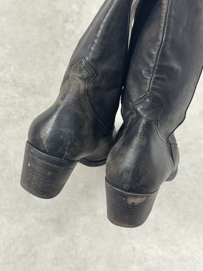 Miu Miu Black Ankle Laced Biker Leather Boots - Image 3