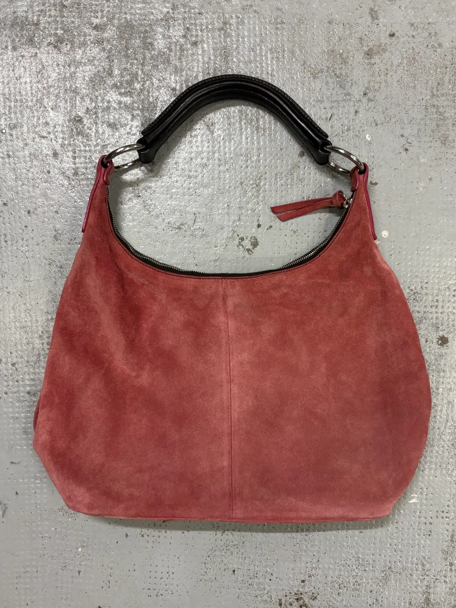 Miu Miu Faded Coral Suede Hobo Shoulder Bag - Image 4