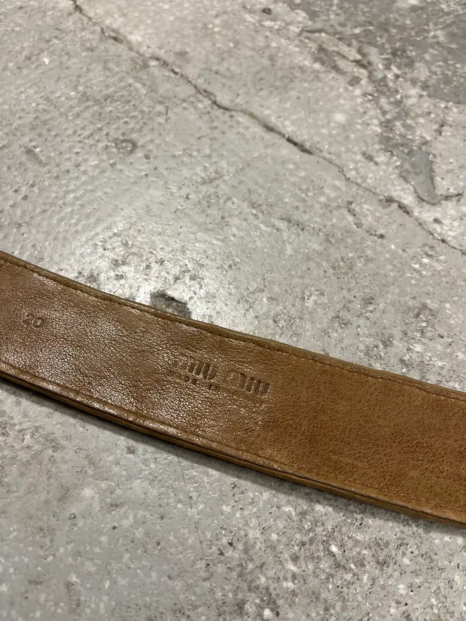 MiuMiu Camel Woven Leather Belt - Image 4