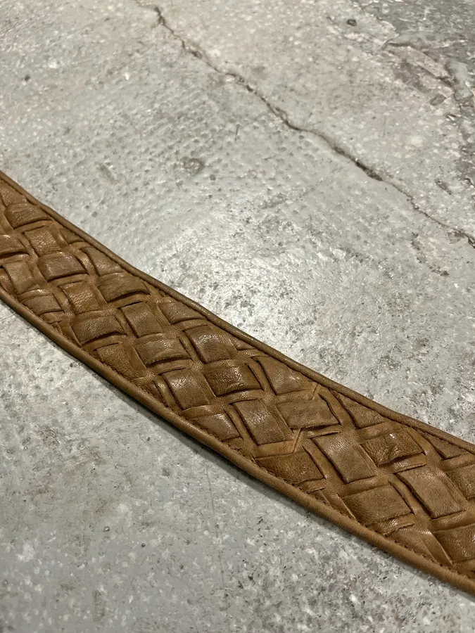 MiuMiu Camel Woven Leather Belt - Image 8