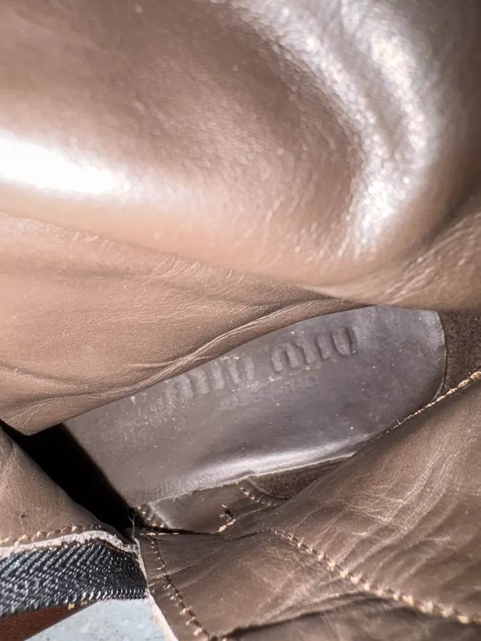 MiuMiu Minimalist Pure Brown Leather Ankle Boots - Image 8