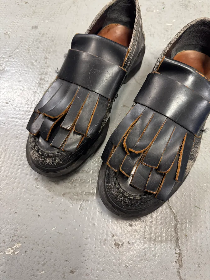 Marni x Dr Martens Black Leather Distressed Loafers - Image 4