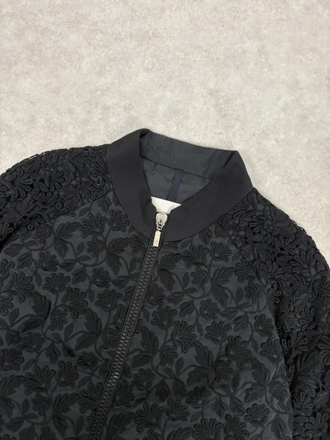 Moncler Black Flowers Embroidered Light Jacket - Image 4