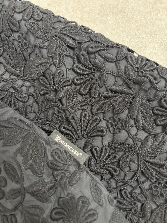 Moncler Black Flowers Embroidered Light Jacket - Image 9