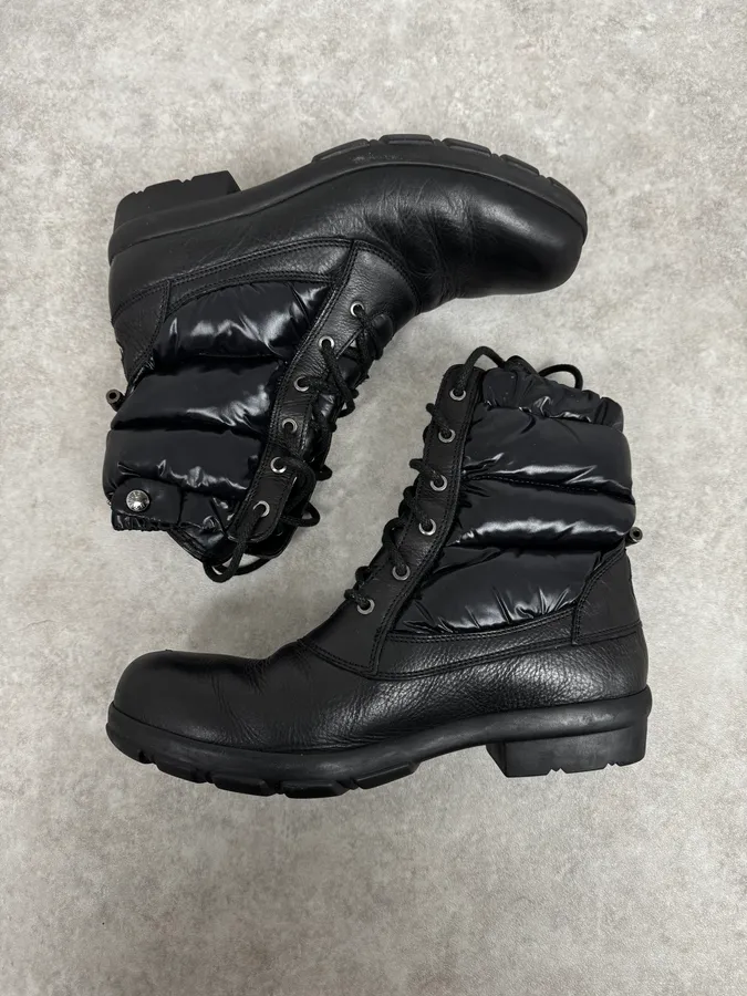 Moncler Black Leather Puffer Boots - Image 3