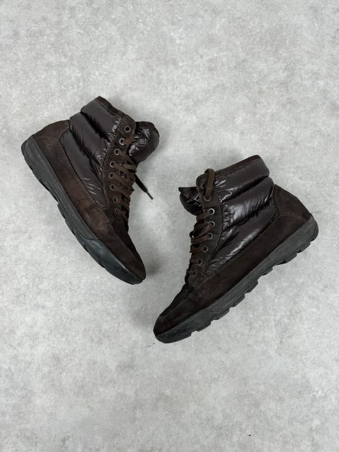 Moncler Brown Suede Puffer Lace-Up Hiking Boots - Image 5