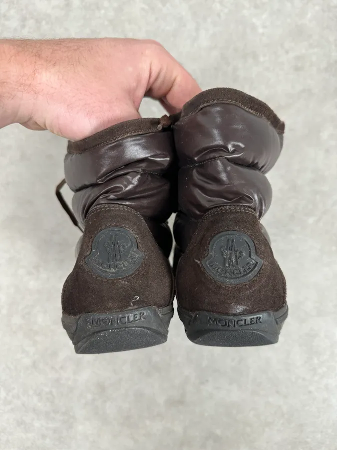 Moncler Brown Suede Puffer Lace-Up Hiking Boots - Image 8