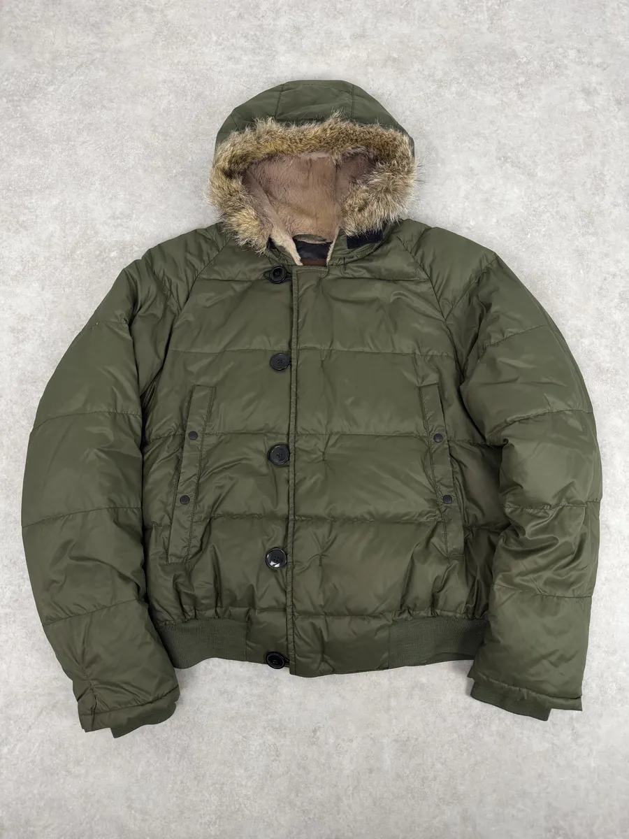 Moncler Green Fur Hood Puffer Jacket