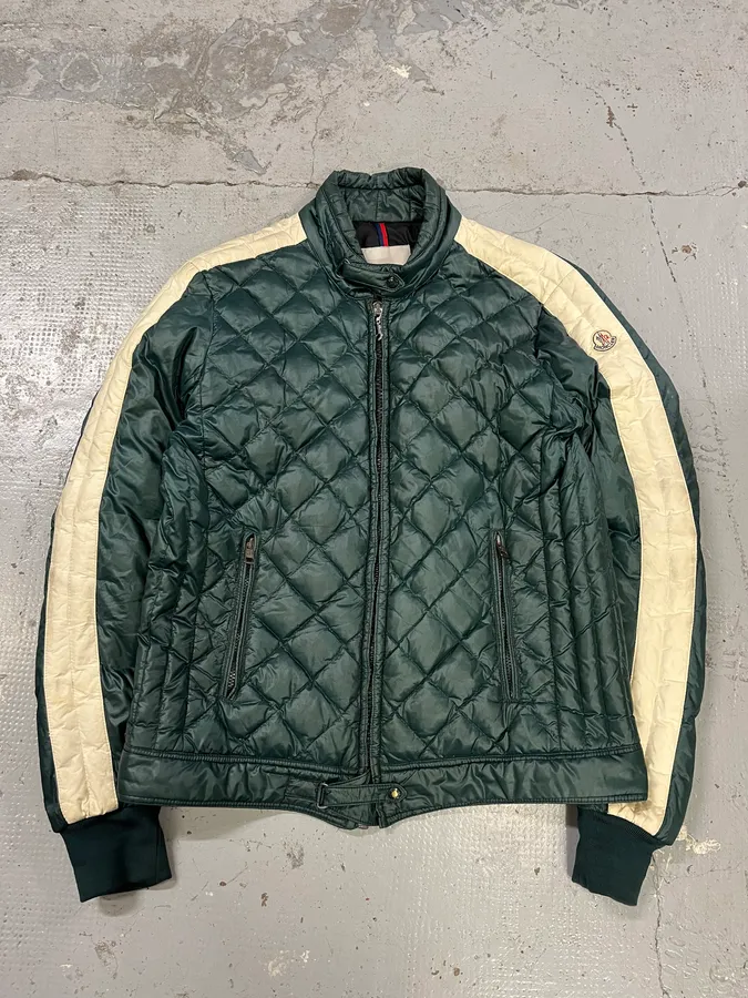 Moncler Green & White Quilted Puffer Jacket - Image 2